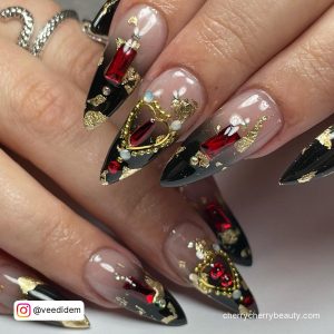 Black And Gold Ombre Nails