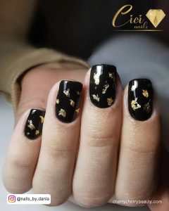Black And Gold Short Nail Designs