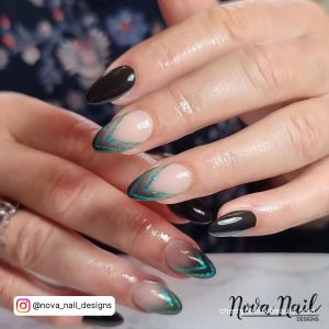 Black And Green Ombre Nails