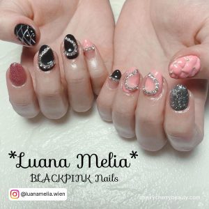 Black And Pink Acrylic Nails