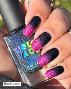 Black And Pink Ombre Nails