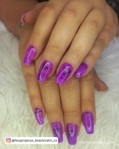 Black And Purple Acrylic Nails In Coffin Shape