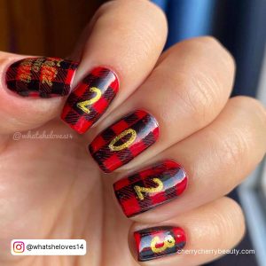 Black And Red Acrylic Nails