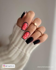 Black And Red Matte Nails