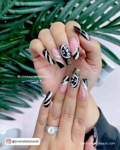 Black Gold And White Nails