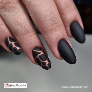 Black Matte Nails With Gold