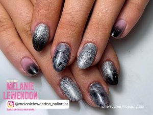 Black Ombre Nails With Glitter