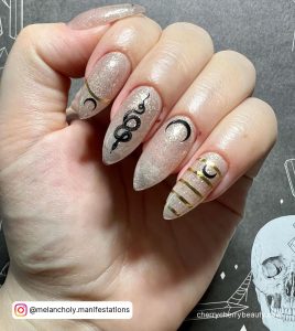 Black White And Gold Nail Designs