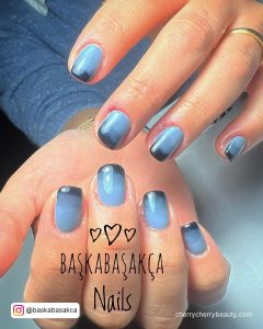 Blue And Black Ombre Nails