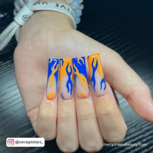 Blue And Orange Acrylic Nails Ideas Baddie