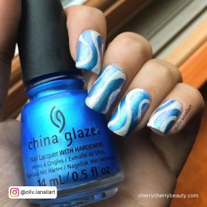 Blue Chrome Acrylic Nail Designs Winter