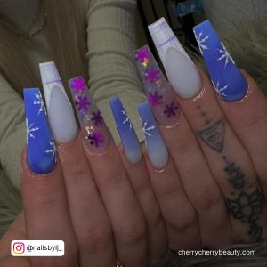 Blue Coffin Winter Christmas Acrylic Nails
