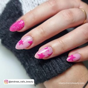Bright Pink Nail Ideas With Stars