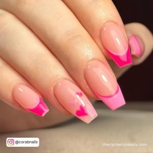 Bright Pink Summer Nails In Tapered Shape