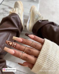 Brown Acrylic Cute Winter Nails