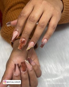 Brown Acrylic Nail Designs For Each Finger