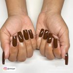 Brown Acrylic Nail Designs In Coffin Shape
