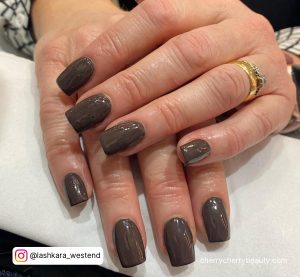 Brown Acrylic Nails Designs With A Glossy Finish