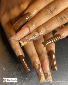 Browning Acrylic Nails In Extra Long Length