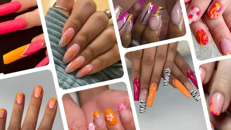 pink and orange nails