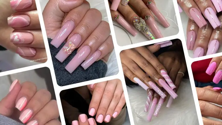 pink square nails