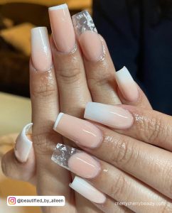 Chic And Simple Acrylic Nail Designs With Ombre Design And French Tips