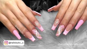Christmas Nails Ideas Pink In French Tip Design