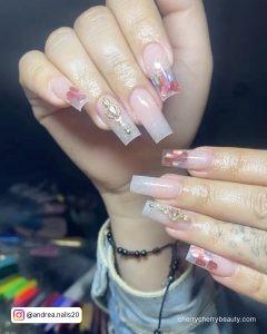 Clear Acrylic Nails With Rhinestones