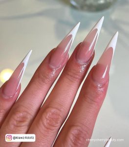 Clear Acrylic Nails With White Tips