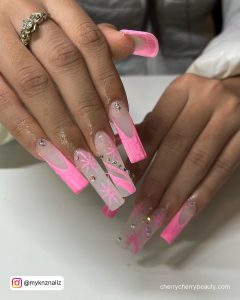 Clear Pink Long Acrylic Nails