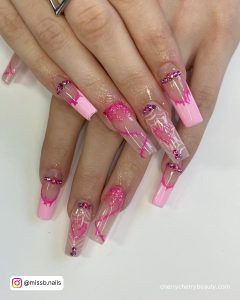 Clear Pink Long Nails