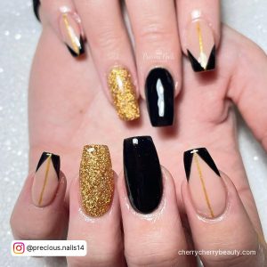 Coffin Nails Black And Gold