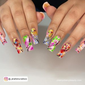 Colorful Instagram Baddie Acrylic Nails