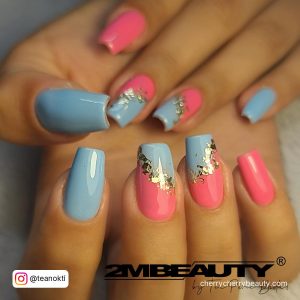 Cotton Candy Pink And Blue Ombre Nails