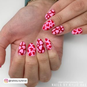 Cow Print Nails Pink In Almond Shape