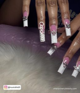 Cute Long Birthday Nails With White Tips