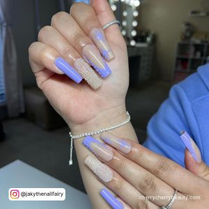 Cute Purple Acrylic Nails In Long Length
