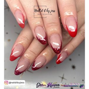 Cute Red Acrylic Nail Designs Over White Surface