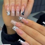 Cute White Birthday Nails In Black And White