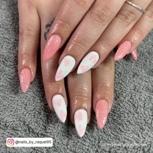 Cute Winter Acrylic Nail Ideas Pink And White