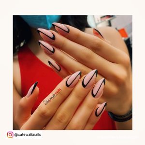 Elegant Almond Acrylic Nail Designs With Line Work
