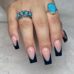 Elegant French Top Acrylic Nails Over White Fur