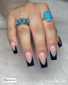 Elegant French Top Acrylic Nails Over White Fur
