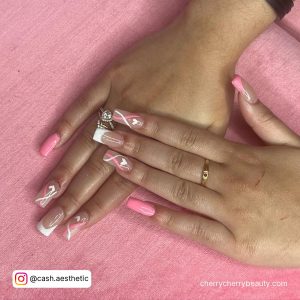 French Nails With Pink Base