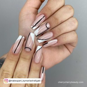 French Tip Black And White Line Nail Design