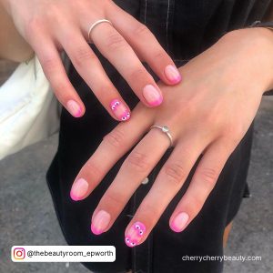 French Tip Neon Pink Summer Nails
