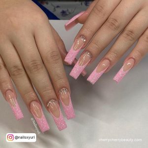 French Tip Pink Acrylic Nails