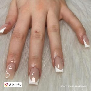 French Tip Teenager Simple Winter Acrylic Nails