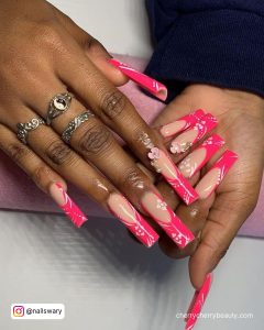 Glitter Hot Pink Nails