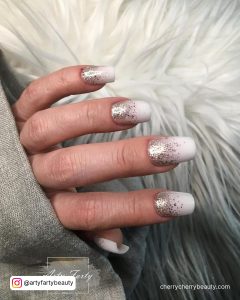 Glitter Ombre Acrylic Nails In White